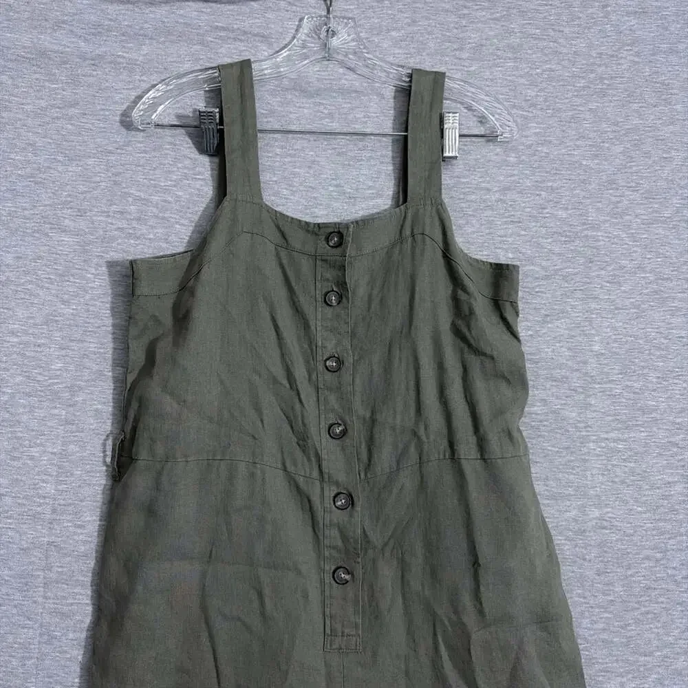 Everlane Women's 6 Sage Green The Linen Side Button Jumpsuit Belted Summer